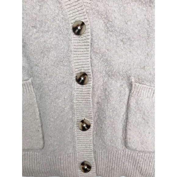 Madewell Cream Color-Block Button Cardigan Large Sweater V-neck Relaxed Fit - Picture 7 of 11